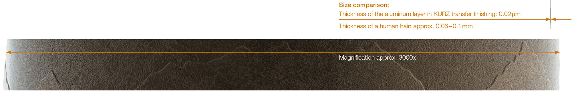 [Translate to Dutch:] Comparison graphic: Aluminum layer versus diameter of human hair